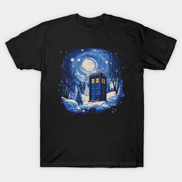 Tardis in the Snow T-Shirt by DesignedbyWizards